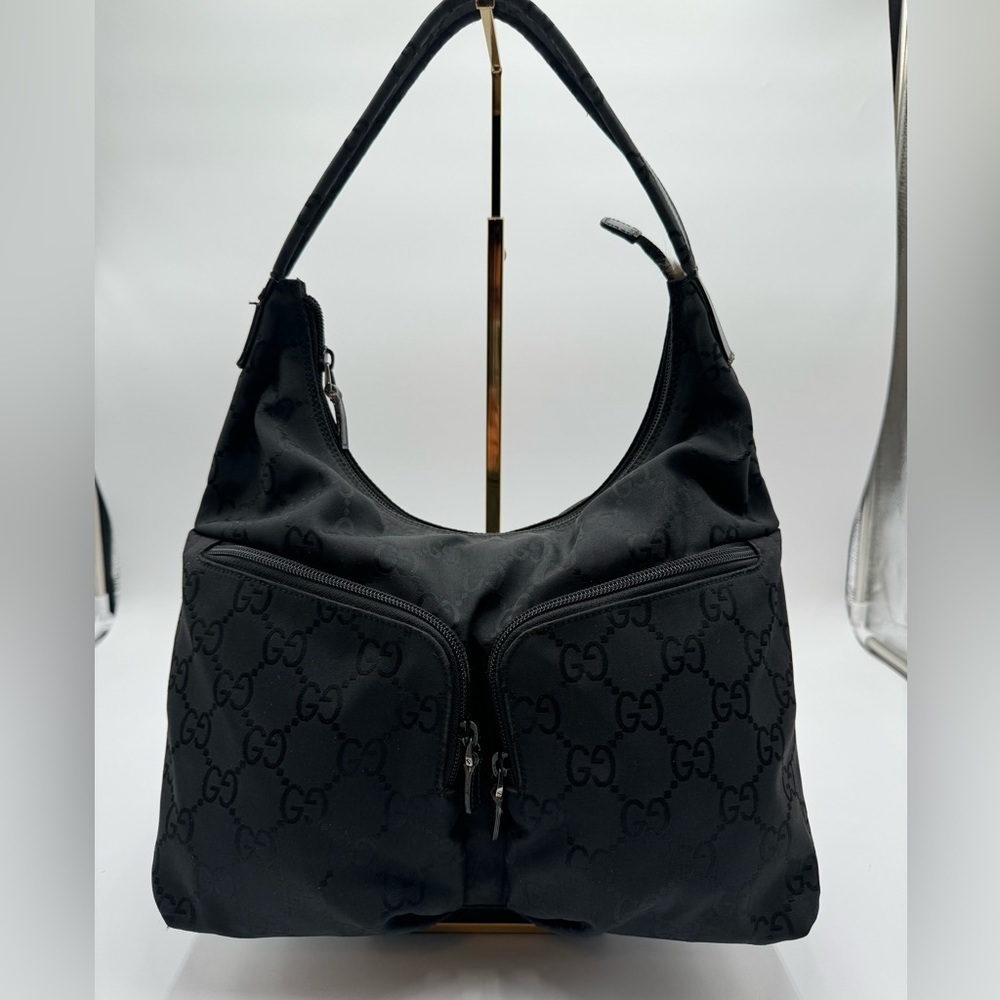 Gucci-Authentic-Canvas Hobo with Monogram GG logo - Double Pocket